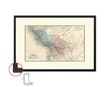 Peru and Bolivia Old Map Framed Print Art Wall Decor Gifts