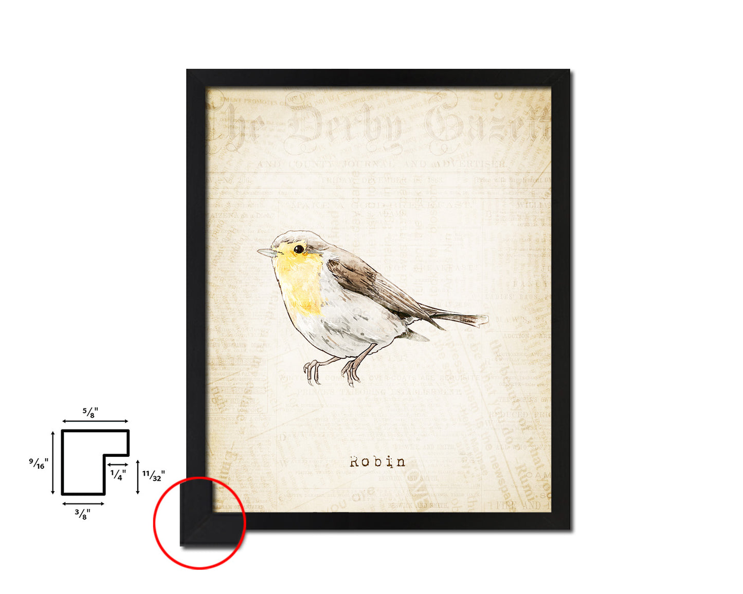Robin Vintage Bird Fine Art Paper Prints Home Decor Wall Art Gifts