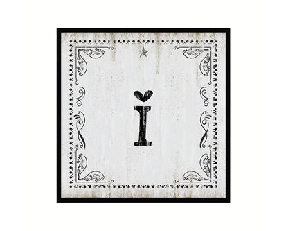 Letters I Custom Monogram Name Sign Framed Prints Wall Art Décor, White Wash