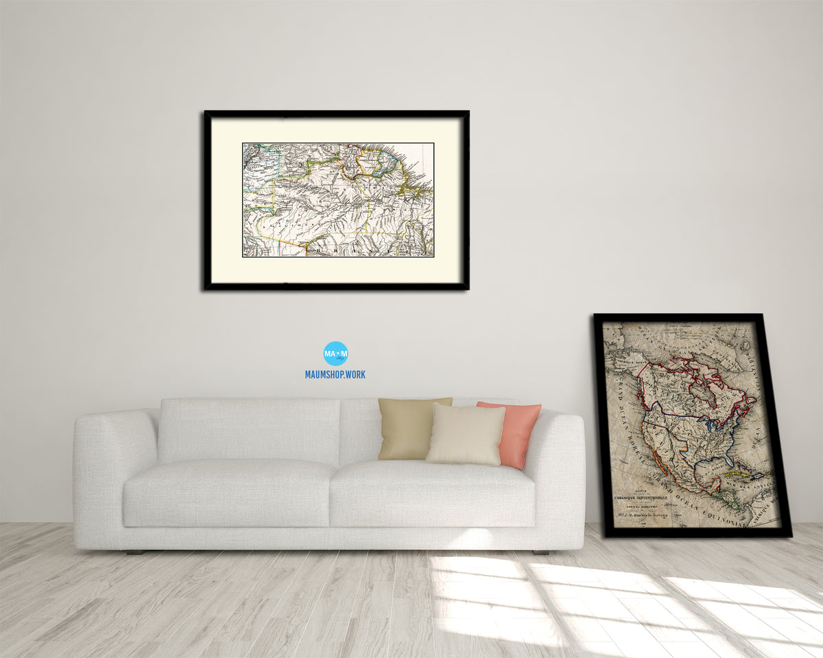 Amazon River Basin Old Map Framed Print Art Wall Decor Gifts