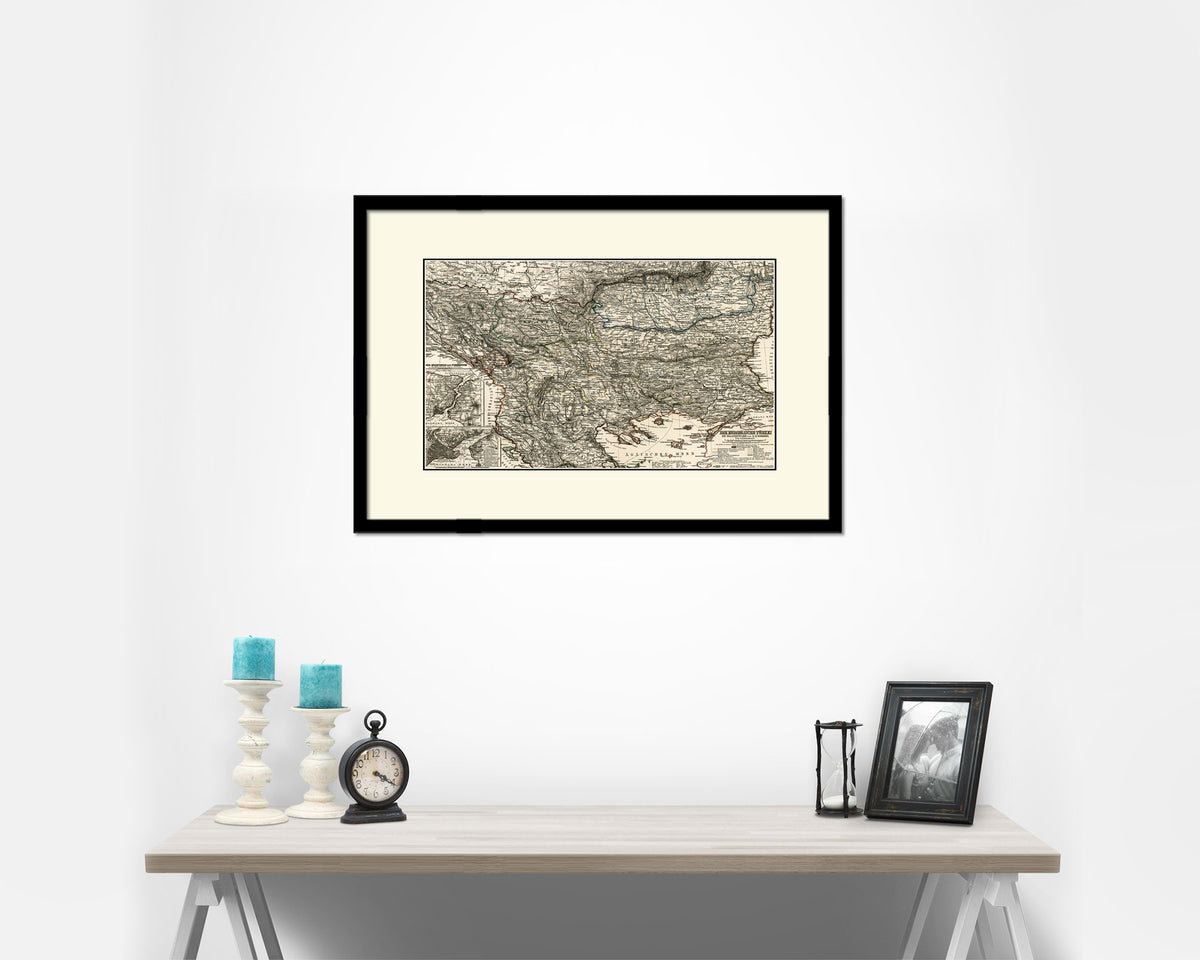 Balkans Hungary Romania Europe's Third World Old Map Framed Print Art Wall Decor Gifts
