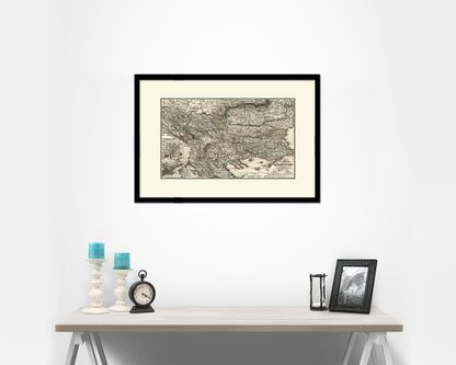 Balkans Hungary Romania Europe's Third World Old Map Framed Print Art Wall Decor Gifts
