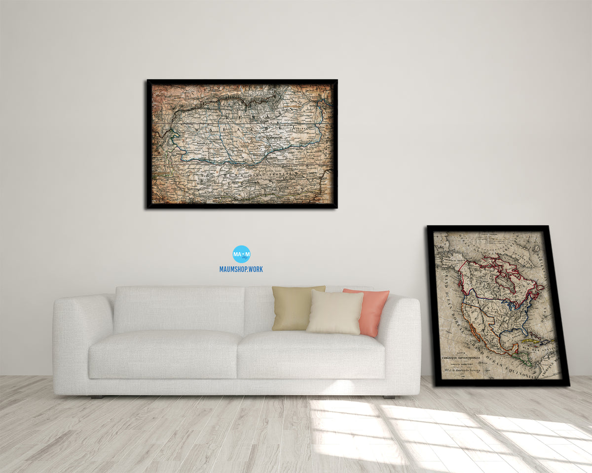 Transylvania Hungary Antique Map Framed Print Art Wall Decor Gifts