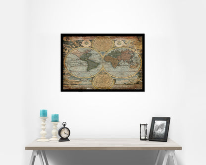 World Antique Map Framed Print Art Wall Decor Gifts