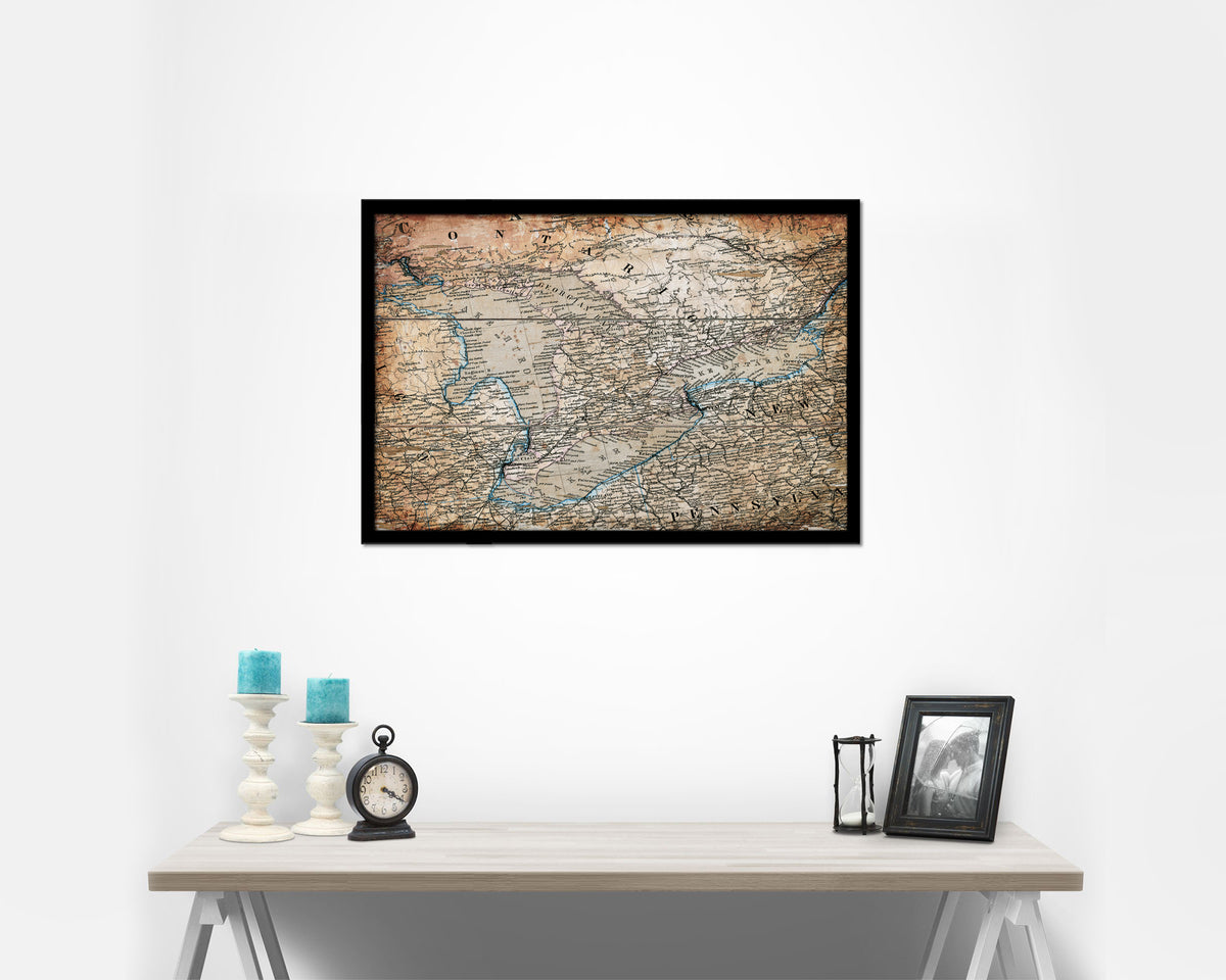 Great Lakes Antique Map Framed Print Art Wall Decor Gifts