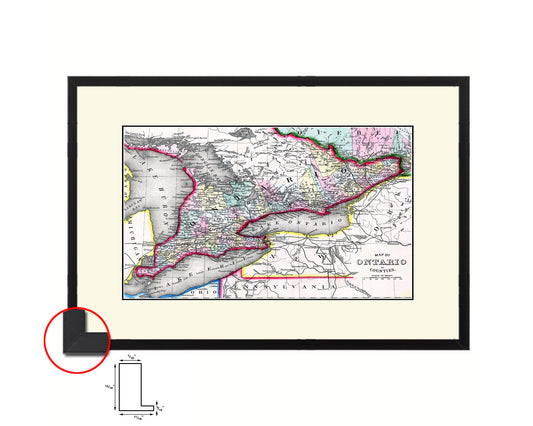 Ontario Canada Old Map Framed Print Art Wall Decor Gifts