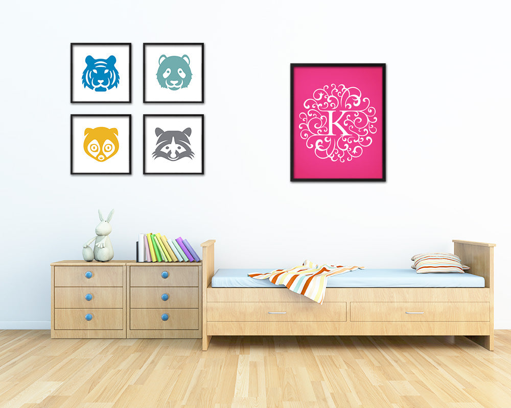Letter K Personalized Mandela Monogram Framed Prints Wall Art