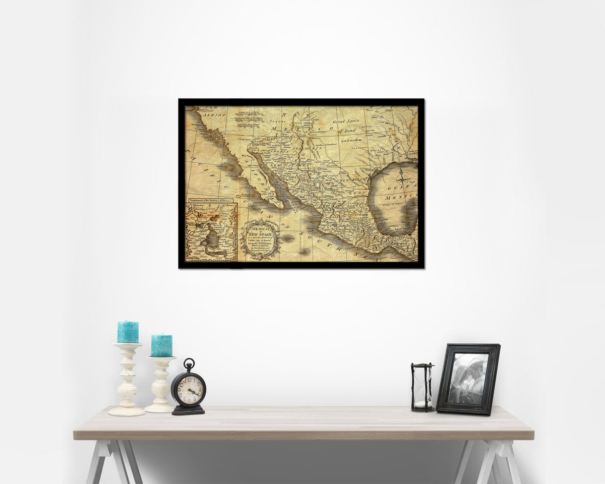 Mexico London 1821 Historical Map Framed Print Art Wall Decor Gifts