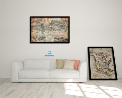 World Planiglobh Terrestris Hemisphario Calesti Antique Map Framed Print Art Wall Decor Gifts