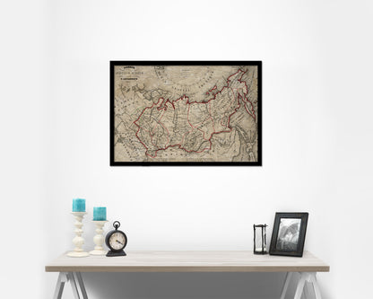 Siberia Russia Historical Map Framed Print Art Wall Decor Gifts