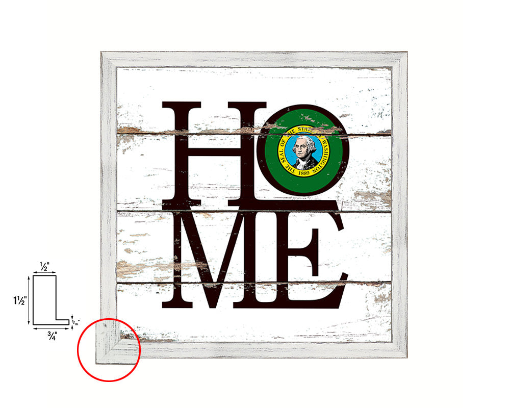 Washington State Flag Home Sign Framed Print Decor Wall Art Gifts