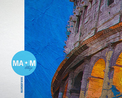 Rome Italy Colosseum Landscape Painting Print Art Frame Home Wall Decor Gifts