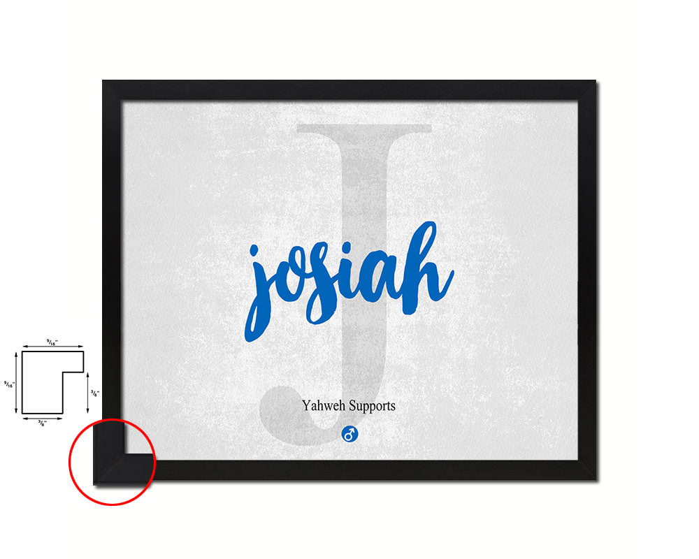 Josiah Personalized Bible Name Plate Framed Print Art Kids Baby Room Wall Decor Gifts