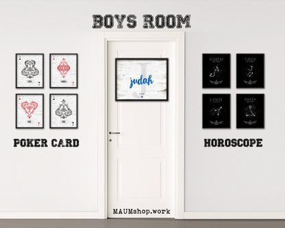 Judah Personalized Bible Name Plate Framed Print Art Kids Baby Room Wall Decor Gifts