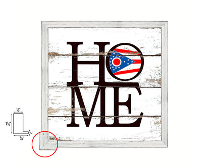 Ohio State Flag Home Sign Framed Print Decor Wall Art Gifts