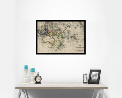 Australia New Zealand Oceania Historical Map Framed Print Art Wall Decor Gifts