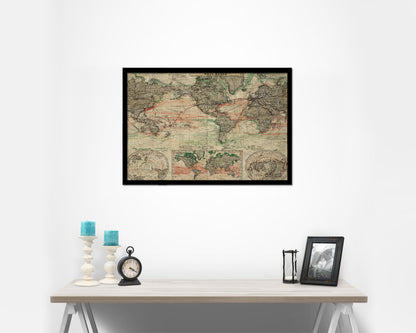 World Nicolaes Visscher in Amsterdam 1652 Historical Map Framed Print Art Wall Decor Gifts