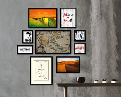 North America Louis Hennepin In Amsterdam 1698 Historical Map Framed Print Art Wall Decor Gifts