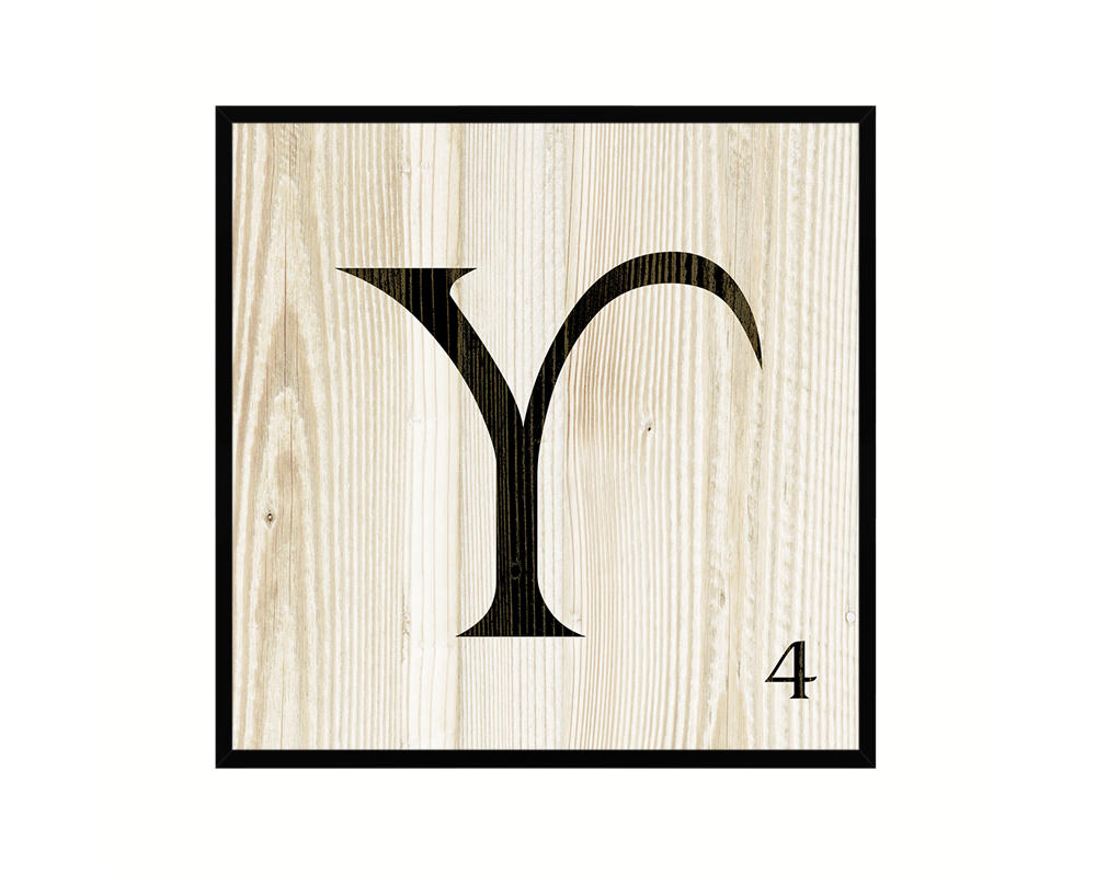 Letter Y Custom Scrabble Sign Framed Prints Wall Art Decor Gifts, Wood