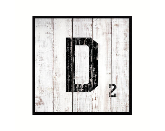 Letter D Custom Scrabble Sign Framed Prints Wall Art Decor Gifts, White Wash Wood