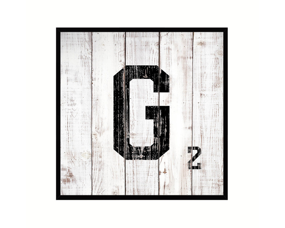 Letter G Custom Scrabble Sign Framed Prints Wall Art Decor Gifts, White Wash Wood