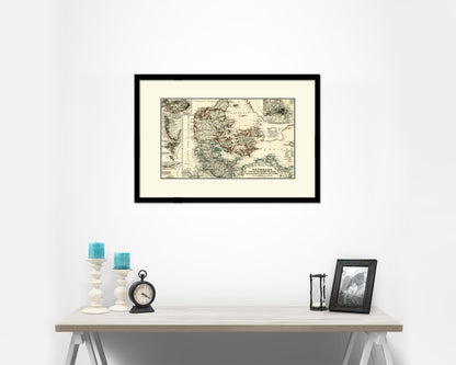 Denmark Iceland Greenland Old Map Framed Print Art Wall Decor Gifts