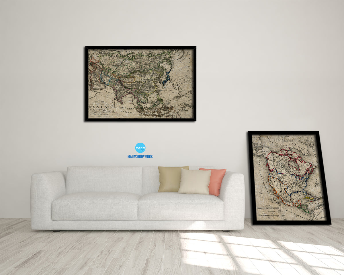 Asia 1872 Historical Map Framed Print Art Wall Decor Gifts