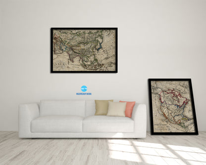 Asia 1872 Historical Map Framed Print Art Wall Decor Gifts