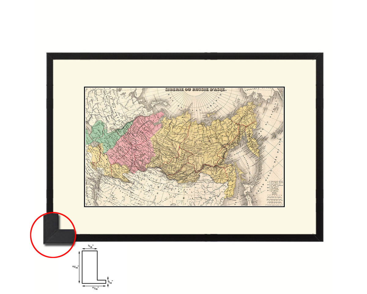 Siberia Russia 1875 Old Map Framed Print Art Wall Decor Gifts