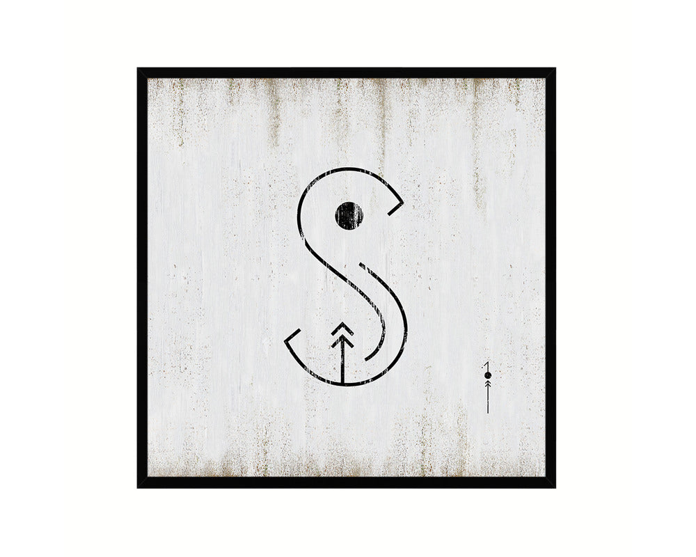 Letter S Custom Scrabble Sign Framed Prints Wall Art Decor Gifts, White Wash