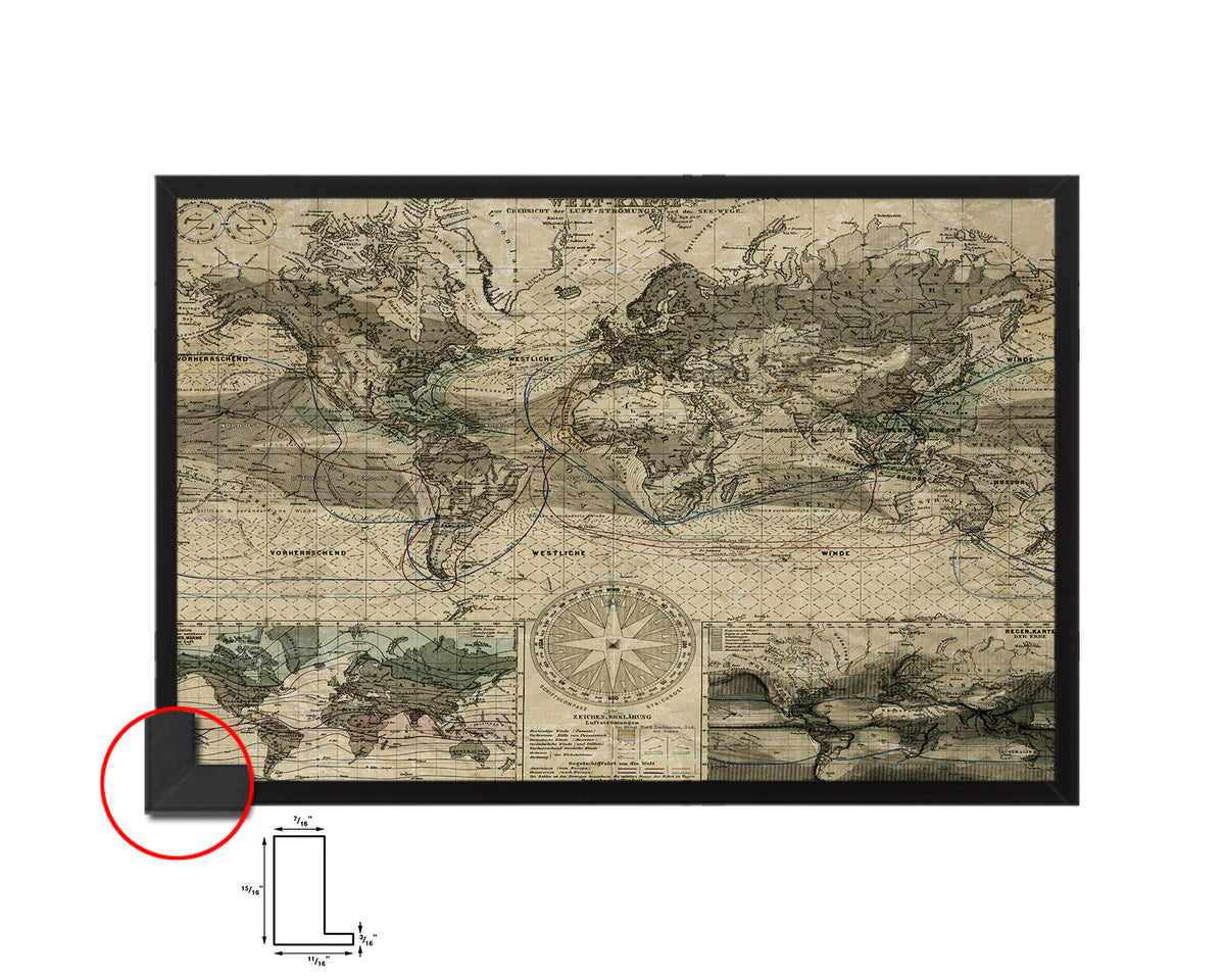 World Planiglobh Terrestris Hemisphario Calesti Historical Map Framed Print Art Wall Decor Gifts