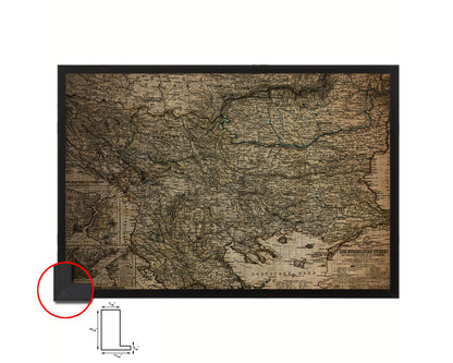 Balkans Hungary Romania Europe's Third World Vintage Map Framed Print Art Wall Decor Gifts