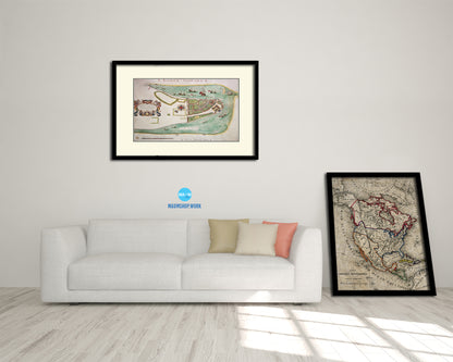 New York Old Map Framed Print Art Wall Decor Gifts