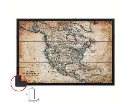 North America Stieler Dark Version 1872 Antique Map Framed Print Art Wall Decor Gifts
