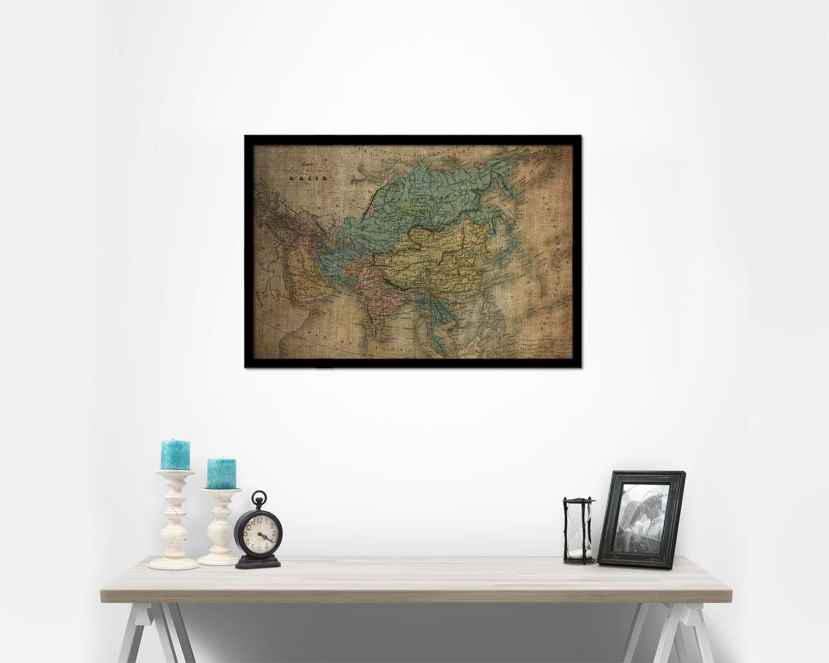Asia 1860 Vintage Map Framed Print Art Wall Decor Gifts