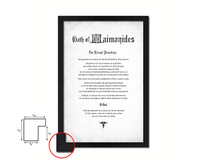 Maimonides Oath Declarations Gifts for Medical Students Doctor Office Decor Wall Art, White
