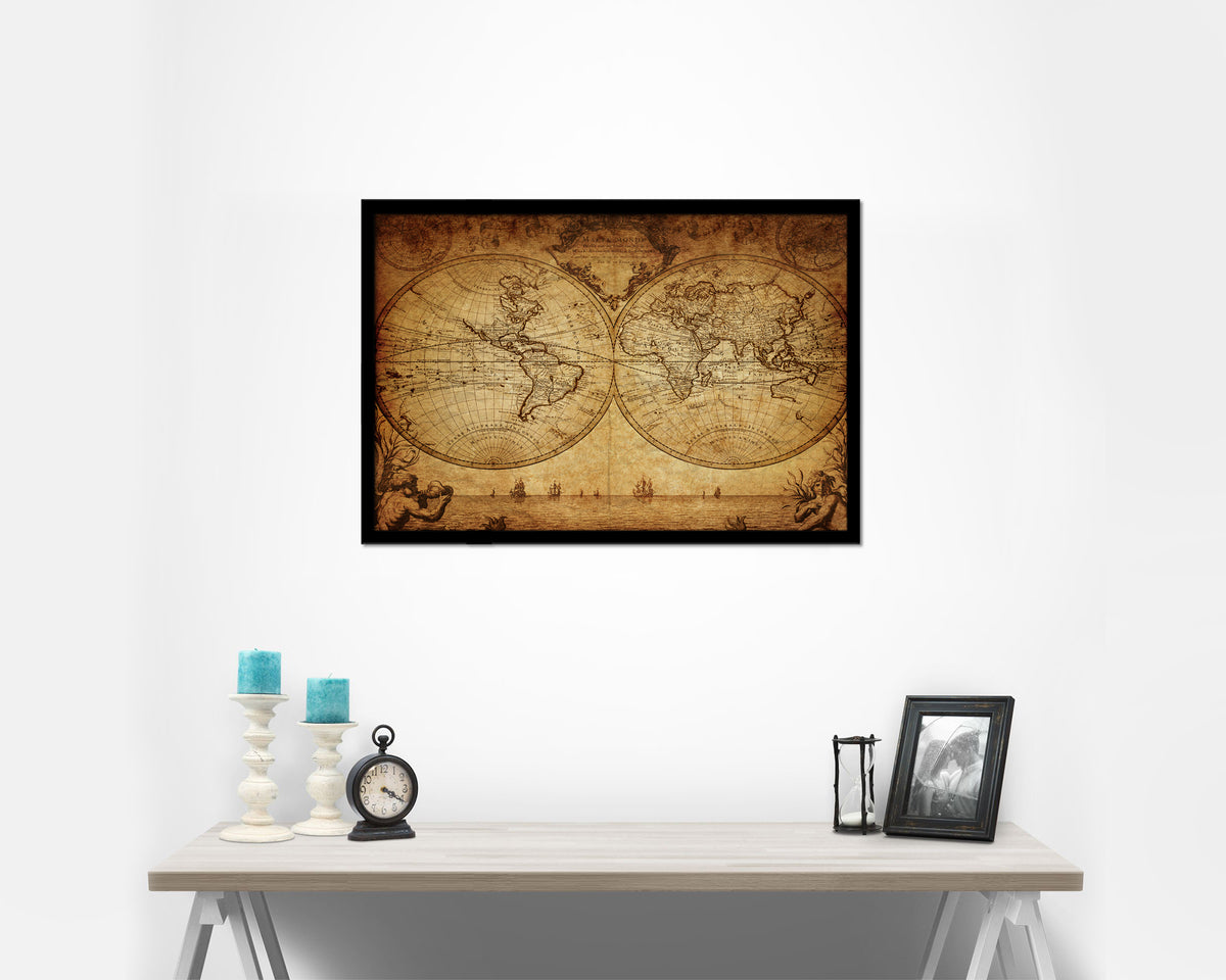 World Johann Matthias Hase 1733 Historical Map Framed Print Art Wall Decor Gifts