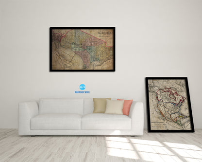 Washington DC Vintage Map Framed Print Art Wall Decor Gifts