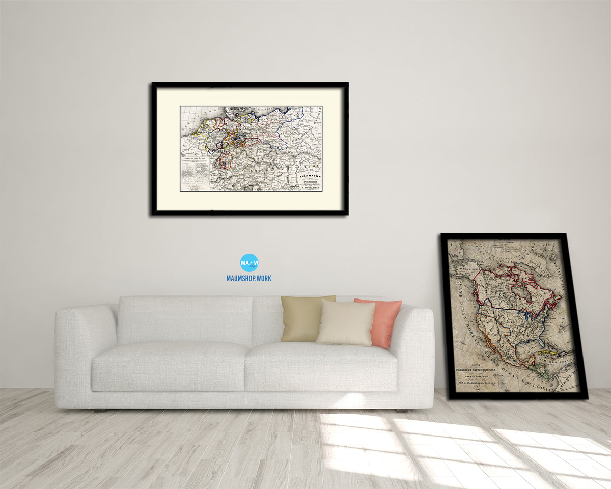 Germany Old Map Framed Print Art Wall Decor Gifts