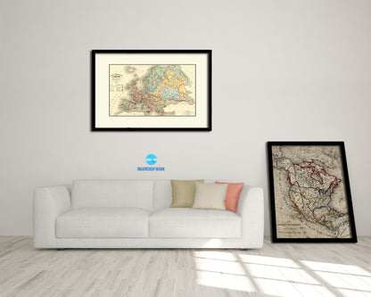 Europe Geological Old Map Framed Print Art Wall Decor Gifts