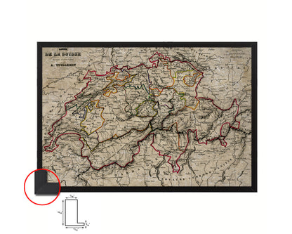 Switzerland Historical Map Framed Print Art Wall Decor Gifts