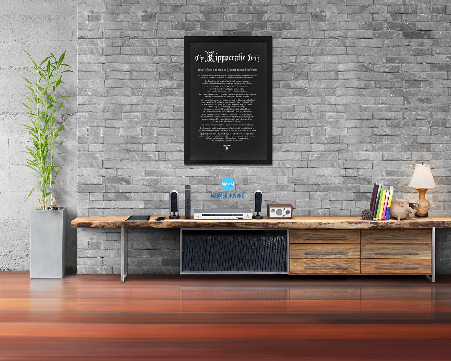 Hippocratic Oath Declarations Gifts for Medical Students Doctor Office Decor Wall Art, Black