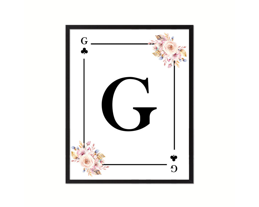 Letter G Custom Initial Boho Monogram Playing Card Framed Prints Wall Art