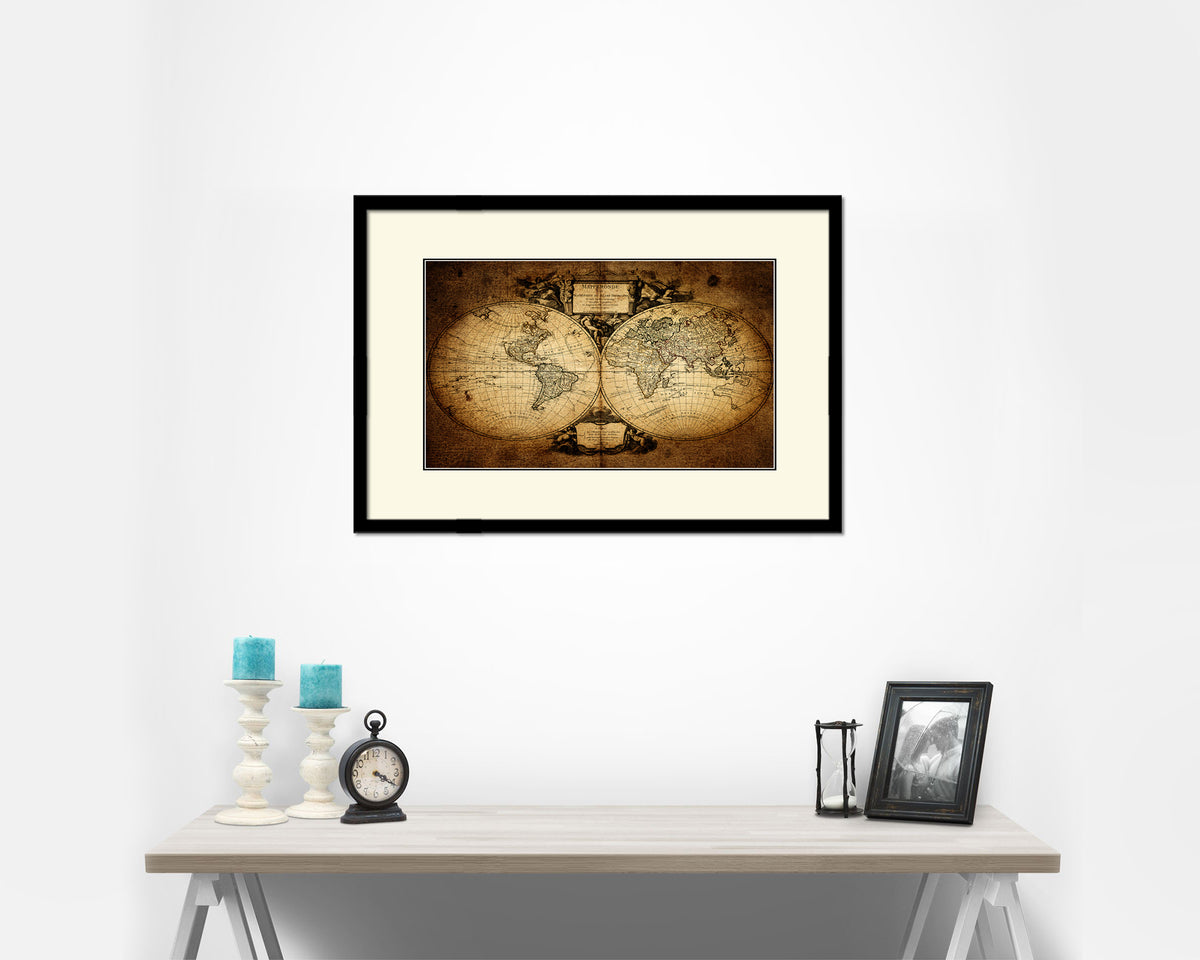 World 1752 Old Map Framed Print Art Wall Decor Gifts