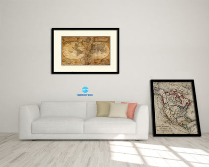 World Johann Baptist Homann Nuremberg Germany 1746 Old Map Framed Print Art Wall Decor Gifts