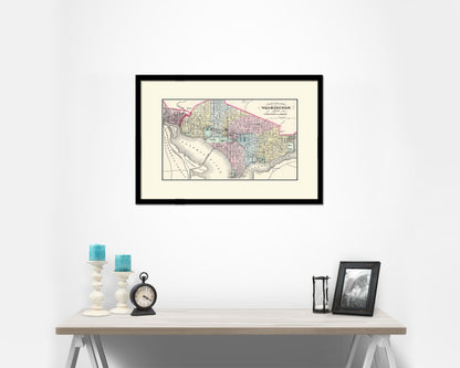 Washington DC Old Map Framed Print Art Wall Decor Gifts