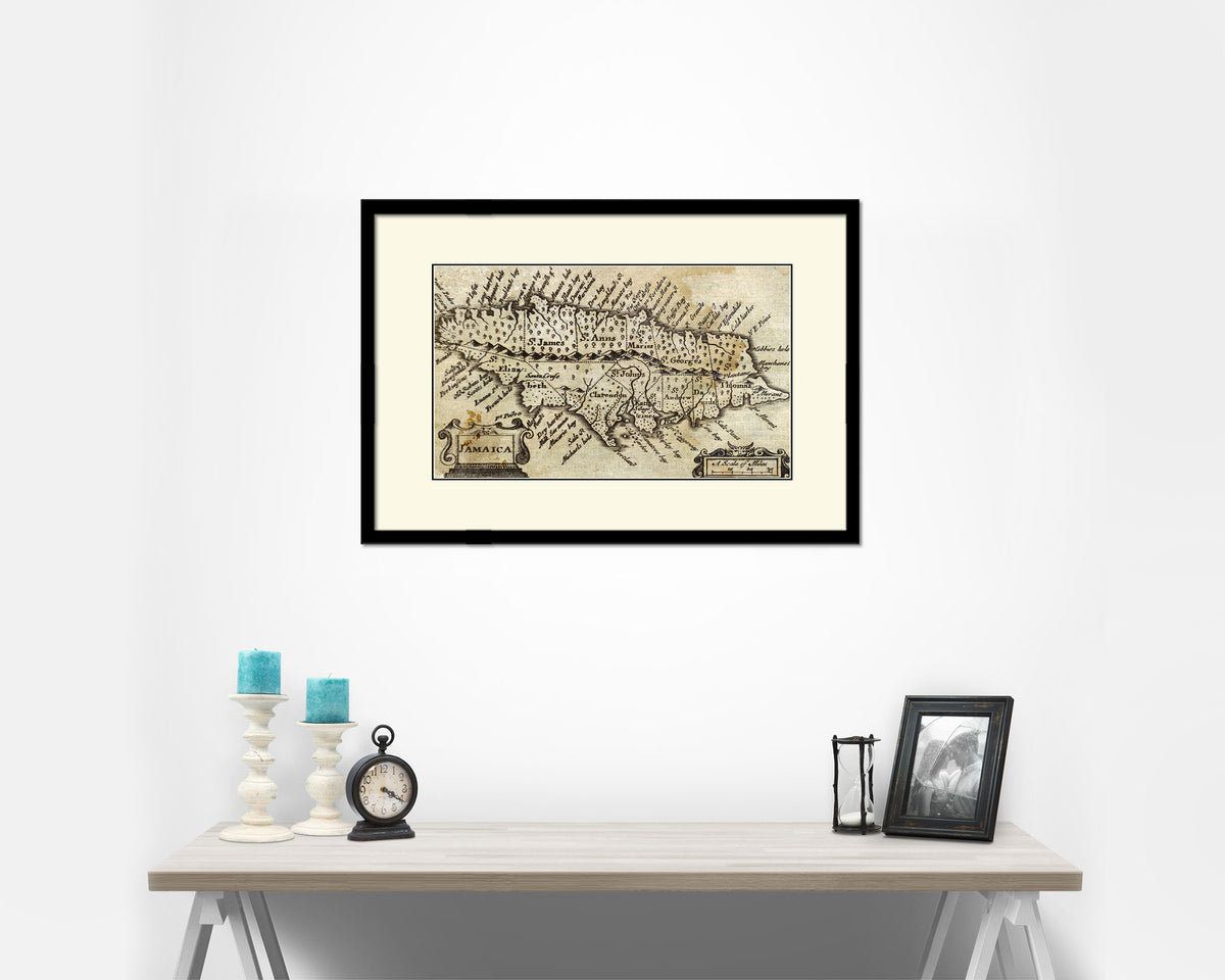 Jamaica John Speed 1675 Old Map Framed Print Art Wall Decor Gifts