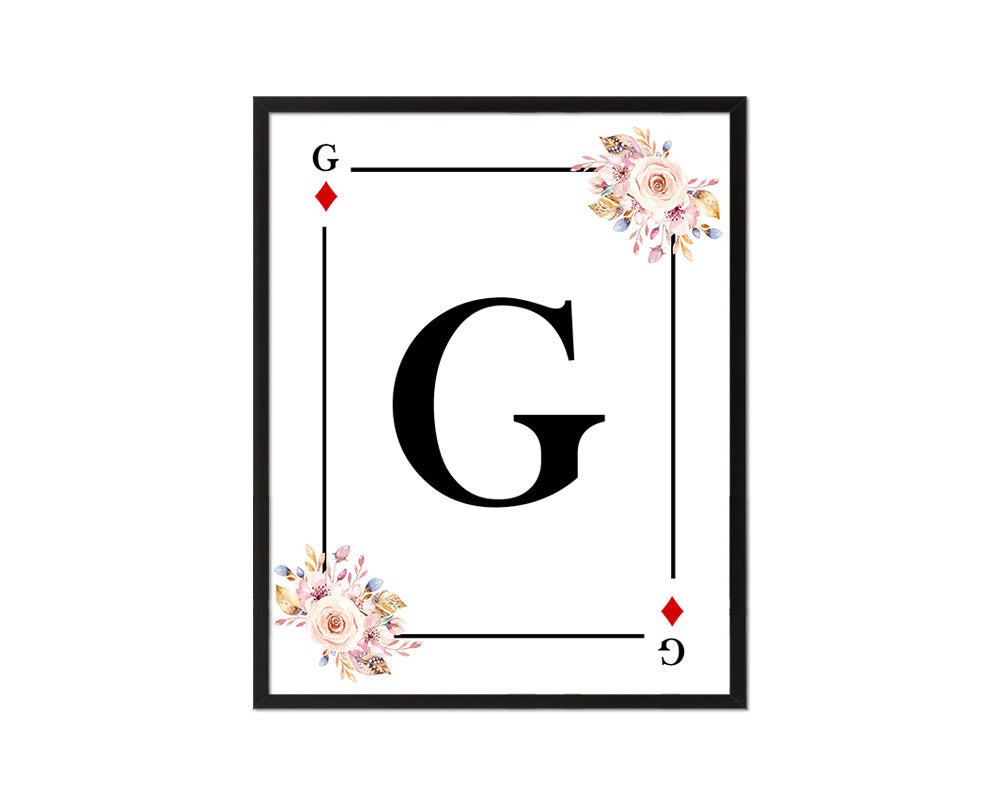 Letter G Custom Initial Boho Monogram Playing Card Framed Prints Wall Art