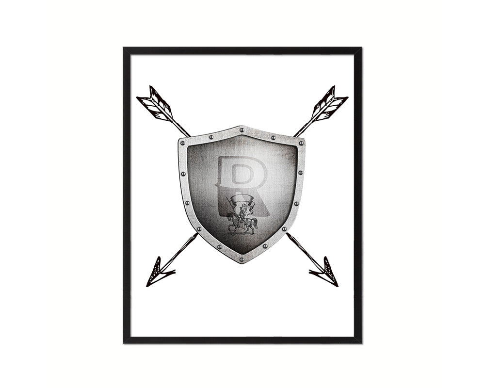 Letter R Medieval Castle Knight Shield Custom Monogram Framed Prints Wall Art