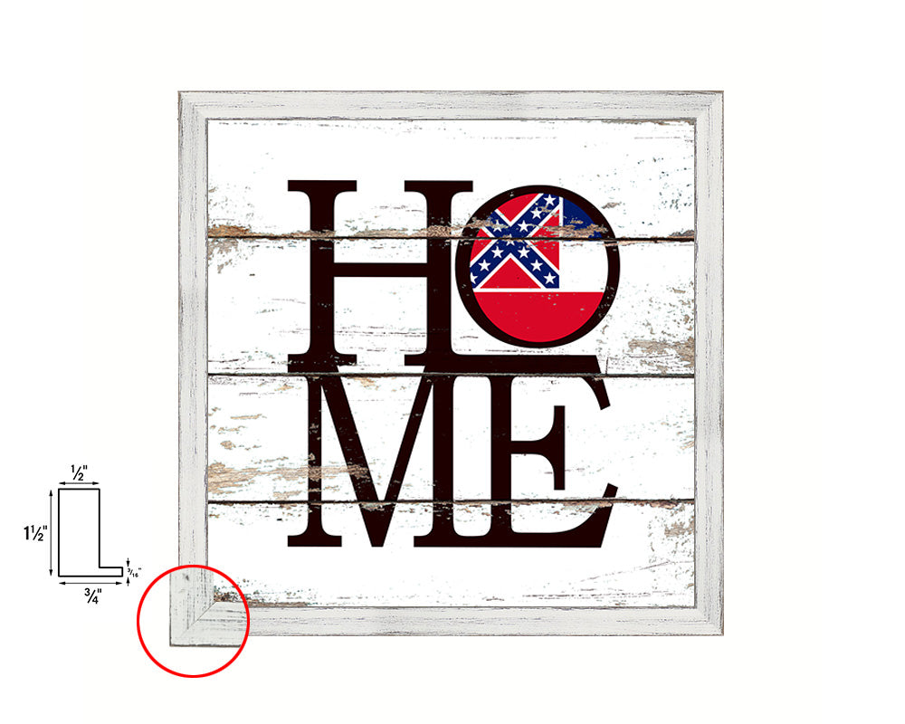 Mississippi State Flag Home Sign Framed Print Decor Wall Art Gifts